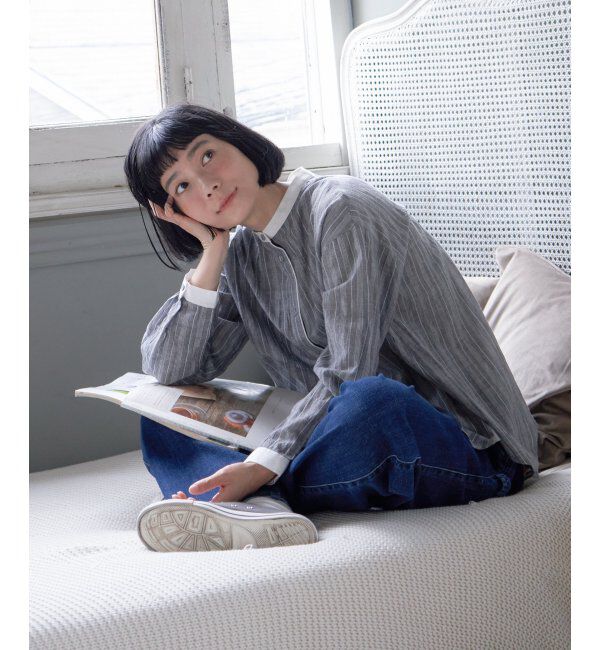 Lbc with Life「パイピングクレリックシャツ」|シャツ・ブラウス|ブラック