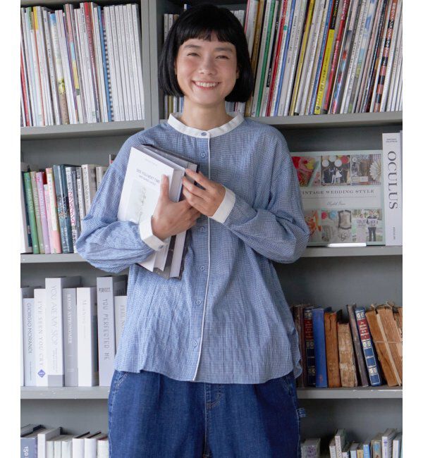 Lbc with Life「パイピングクレリックシャツ」|シャツ・ブラウス|ブルー