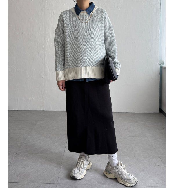 Lbc with Life「ヘリンボン柄ニットプルオーバー」|カーディガン|