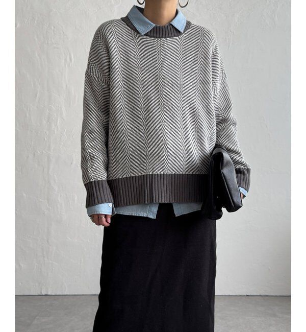 Lbc with Life「ヘリンボン柄ニットプルオーバー」|カーディガン|