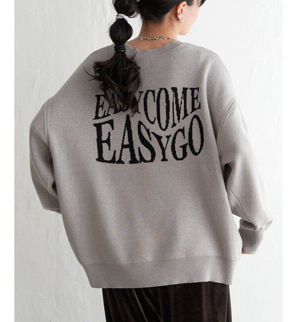 VENCE share style「綿アクリルジャガードロゴプルオーバー」|ニット・セーター|グレイ