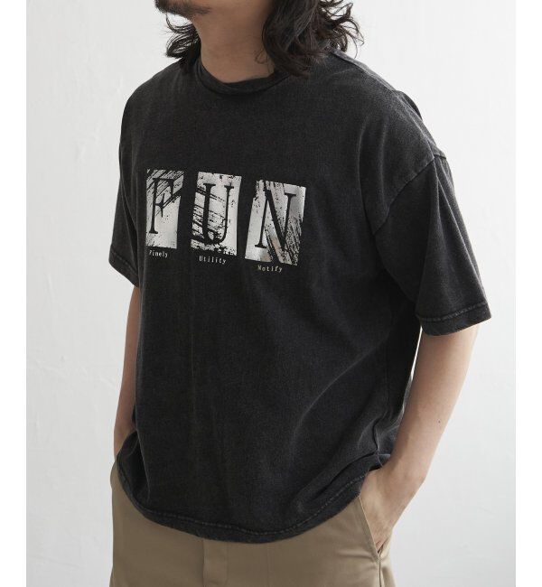 VENCE share style「スノーウォッシュ加工箔プリントTシャツ」|Tシャツ・カットソー|ブラック