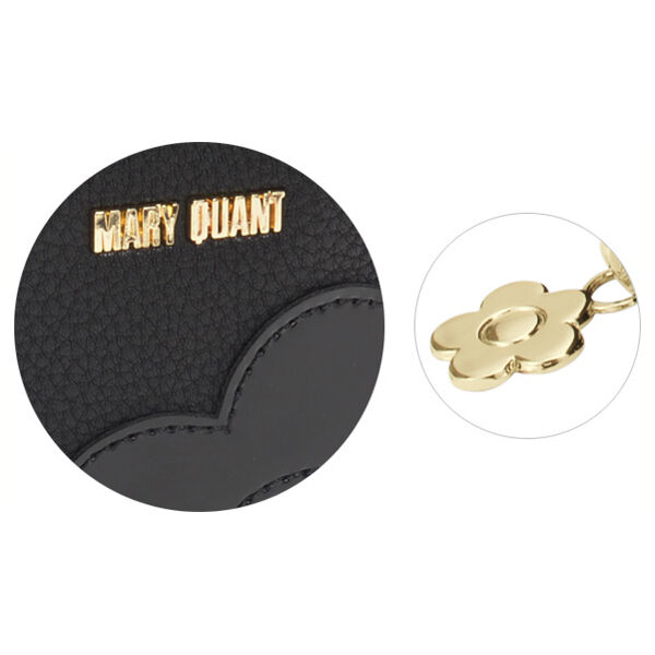  「マリークヮント シュリンクデイジーパッチ リップポーチ ブラック 本体 (H12.5&times;W9&times;D2.5cm)」|コスメ雑貨|