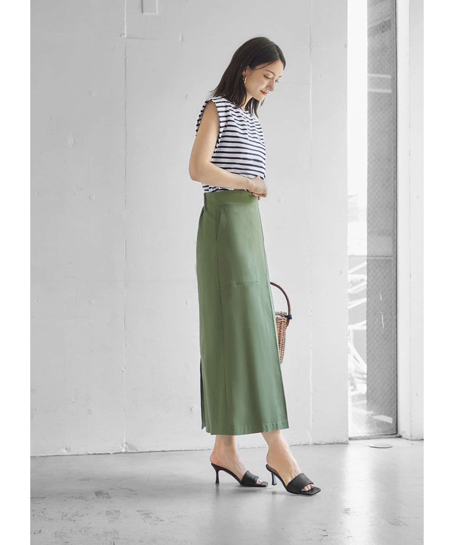 STYLE DELI「台形フォルムボーダー柄カットソートップス」|Tシャツ・カットソー|