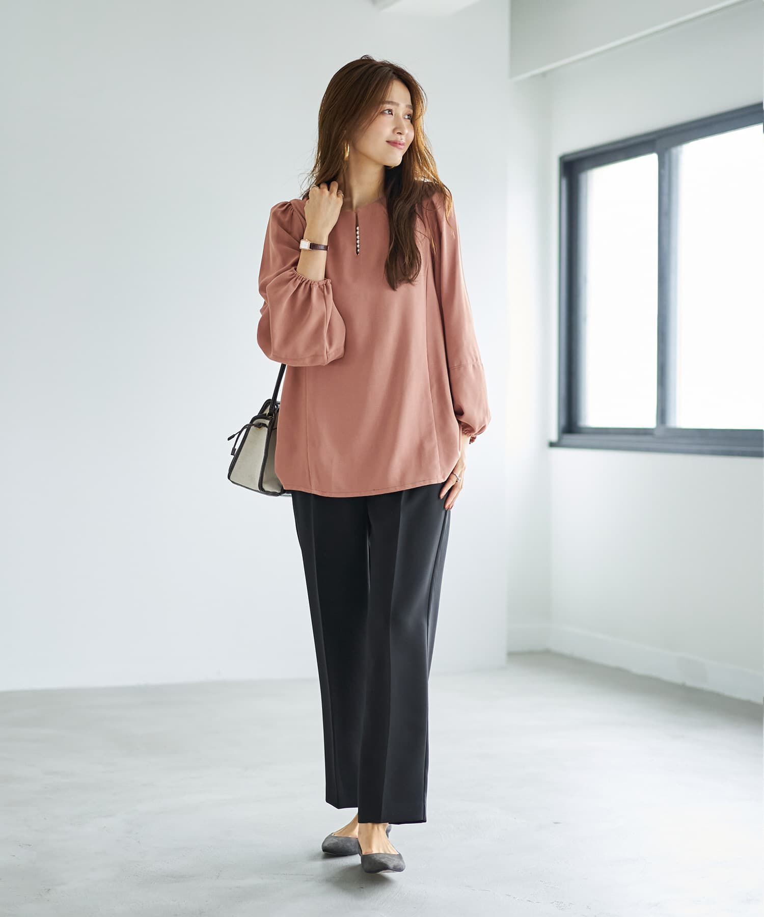 STYLE DELI「外せるパール付きチュニックブラウス」|シャツ・ブラウス|