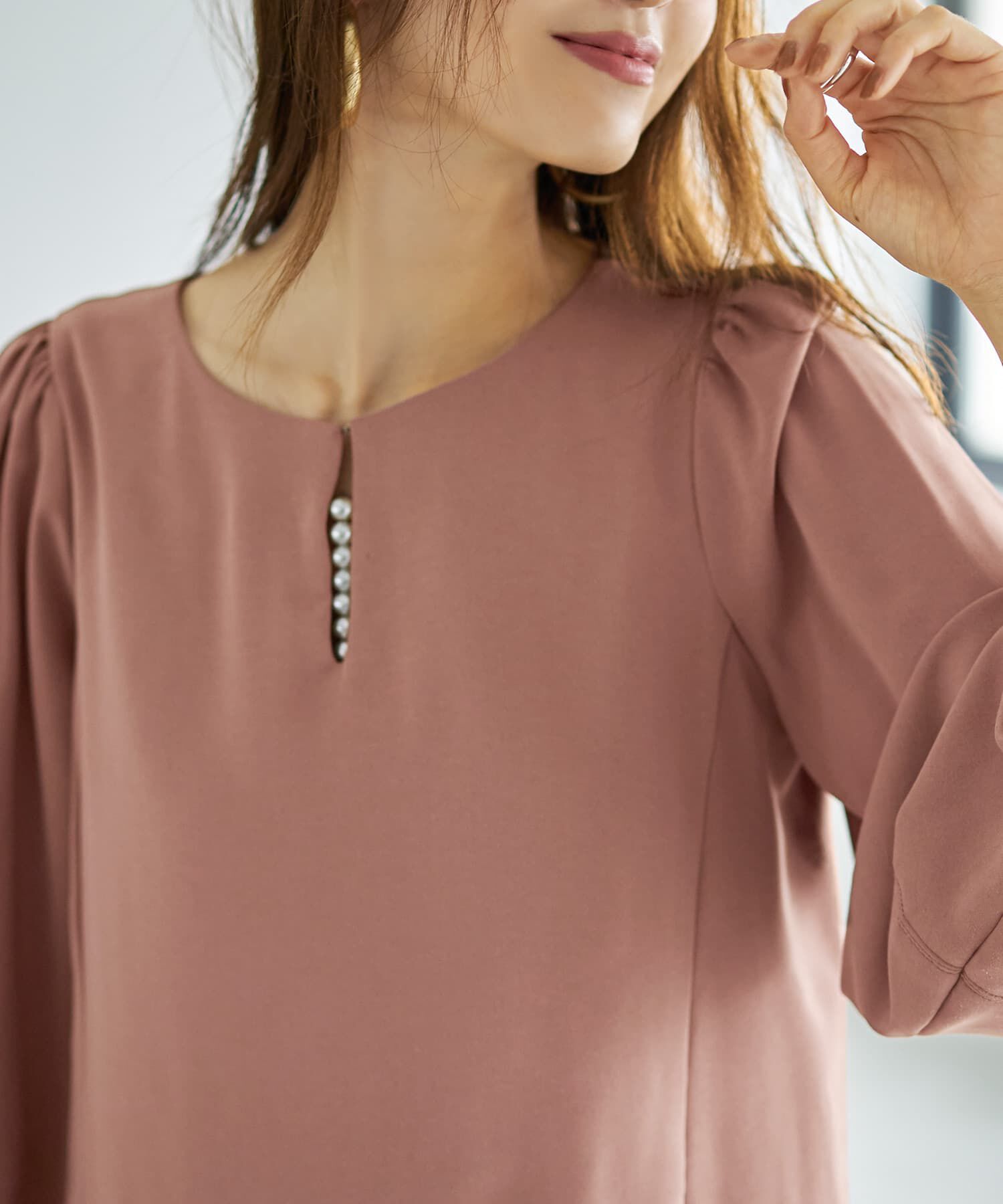 STYLE DELI「外せるパール付きチュニックブラウス」|シャツ・ブラウス|
