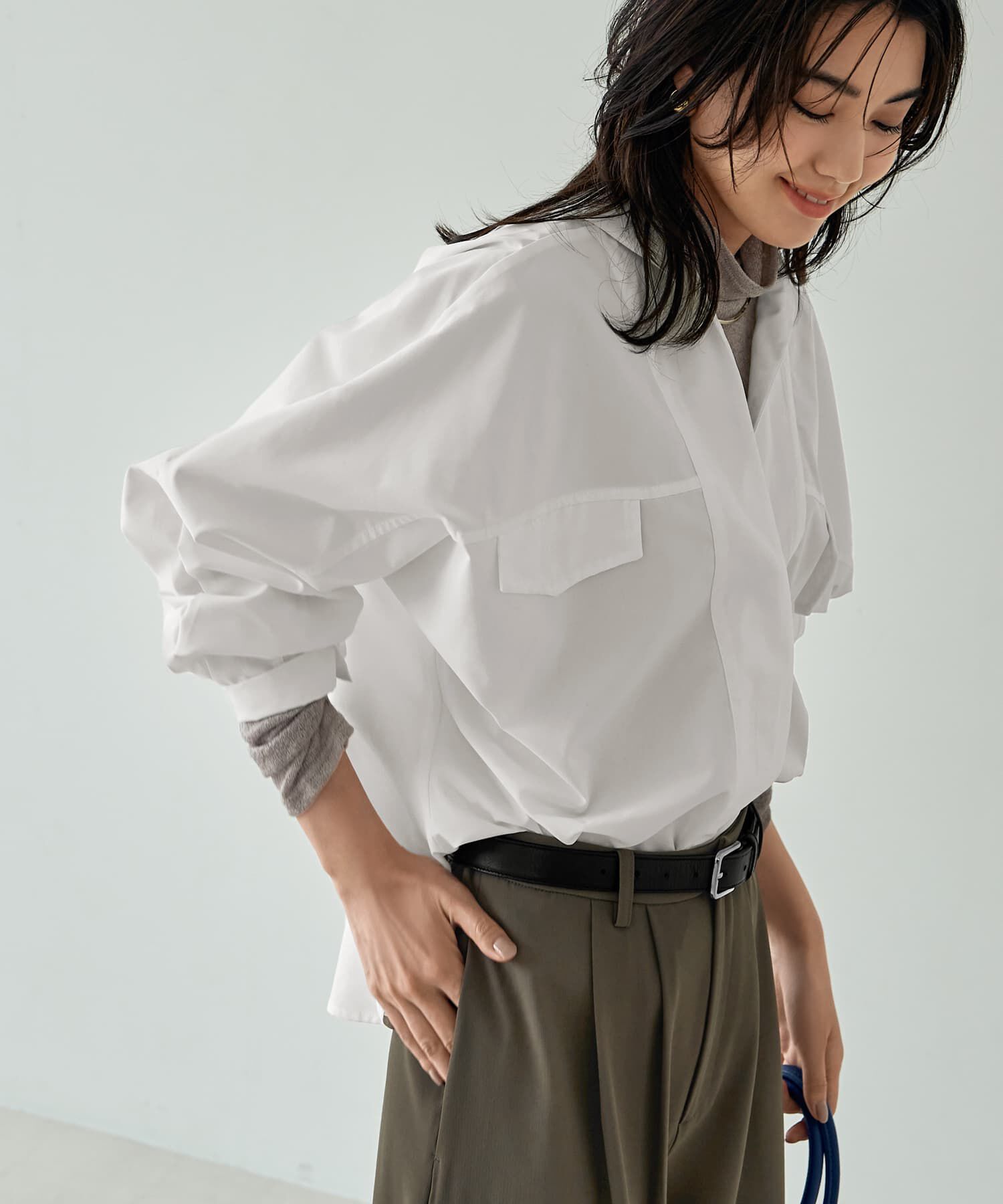 STYLE DELI「前を重ねたドルマンシャツ型プルオーバー」|シャツ・ブラウス|