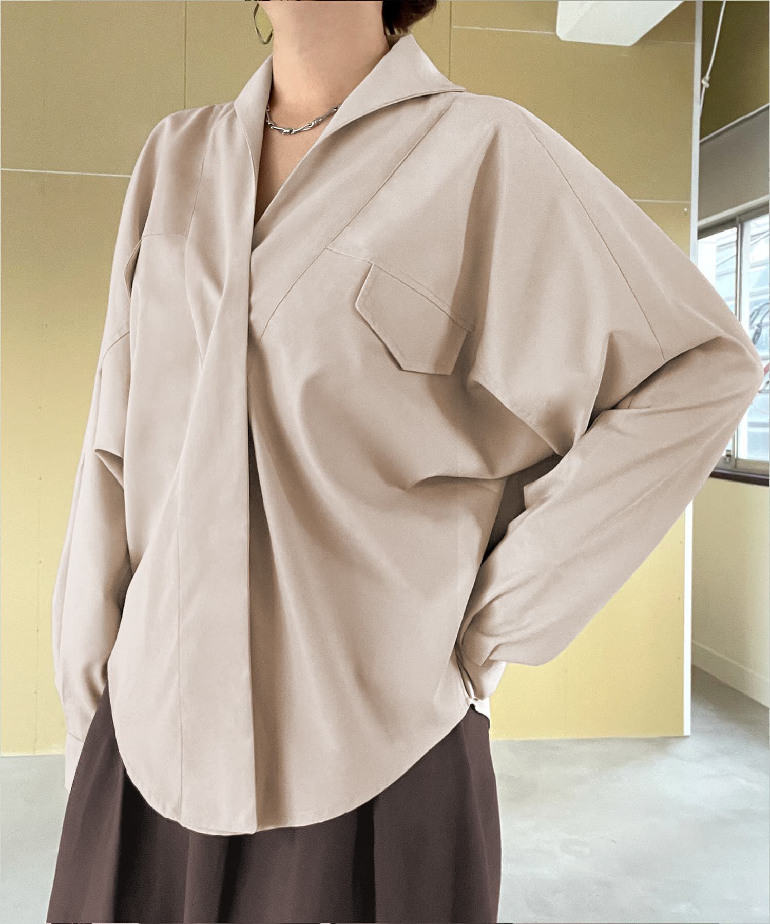 STYLE DELI「前を重ねたドルマンシャツ型プルオーバー」|シャツ・ブラウス|