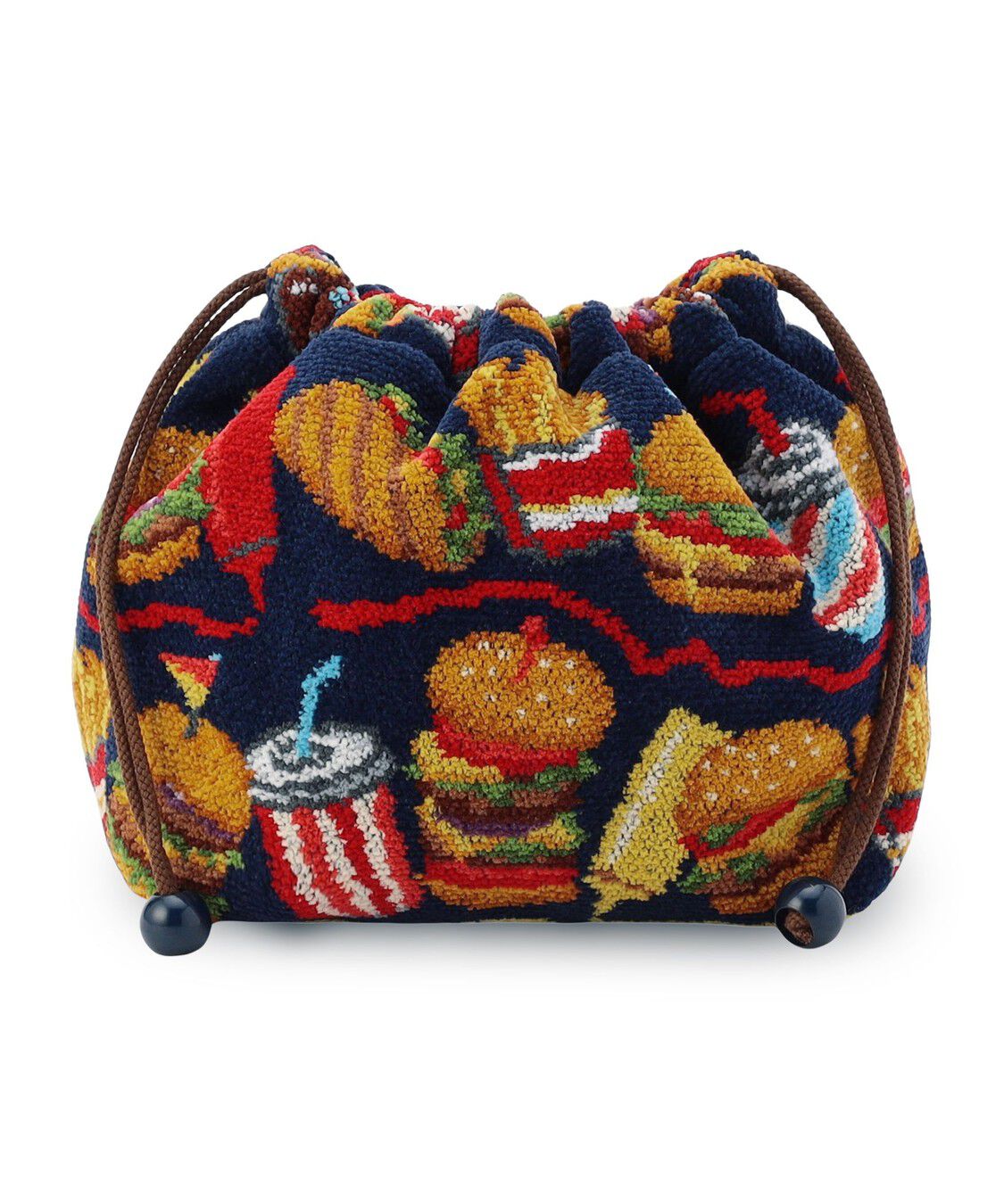 LOVERARY BY FEILER「バーガーショップ　マチ付き巾着　L/BUR-257129」|ポーチ|ネイビー