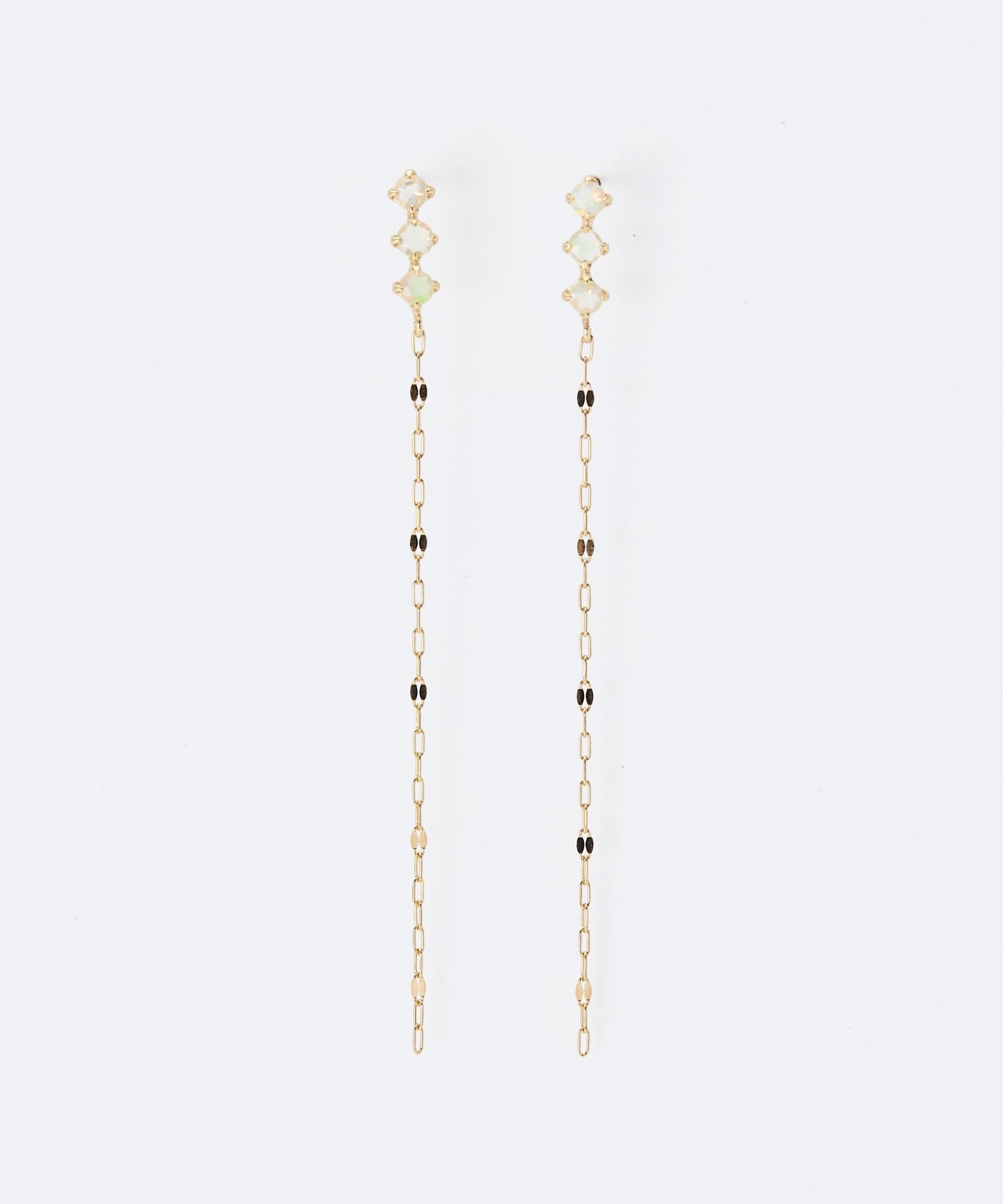 JUPITER「【K10】天然石ペタルチェーンピアス/モテピアス/オパール」|ピアス|