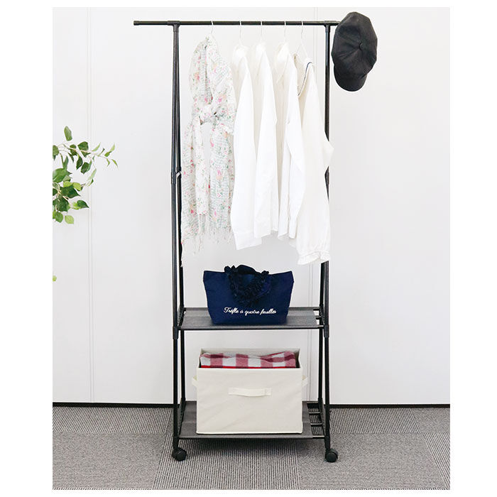 BACKYARD FAMILY「ハンガーラック 2段 スリム 通販 キャスター付き 軽量 ハンガー ラック 衣類掛け パイプラック」|その他|