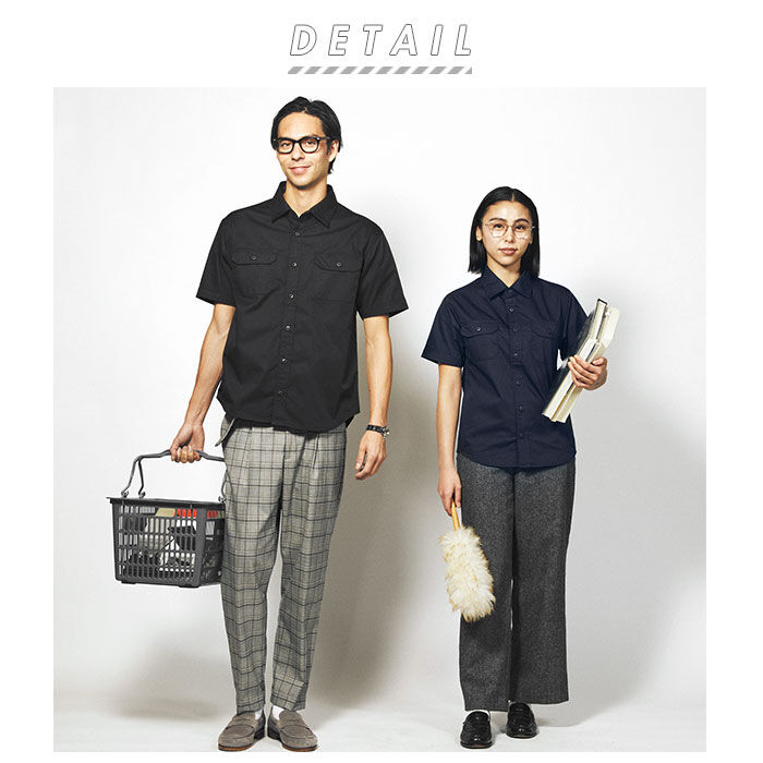 BACKYARD FAMILY「ユナイテッドアスレ ワークシャツ 通販 半袖 アメカジ シャツ メンズ おしゃれ 作業着 シンプル」|シャツ・ブラウス|