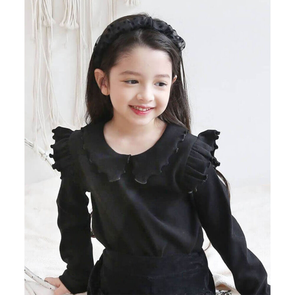 BACKYARD FAMILY「襟付き カットソー 長袖 キッズ 通販 トップス Tシャツ 女の子 襟あり フリル 子供 こども」|その他|ブラック1