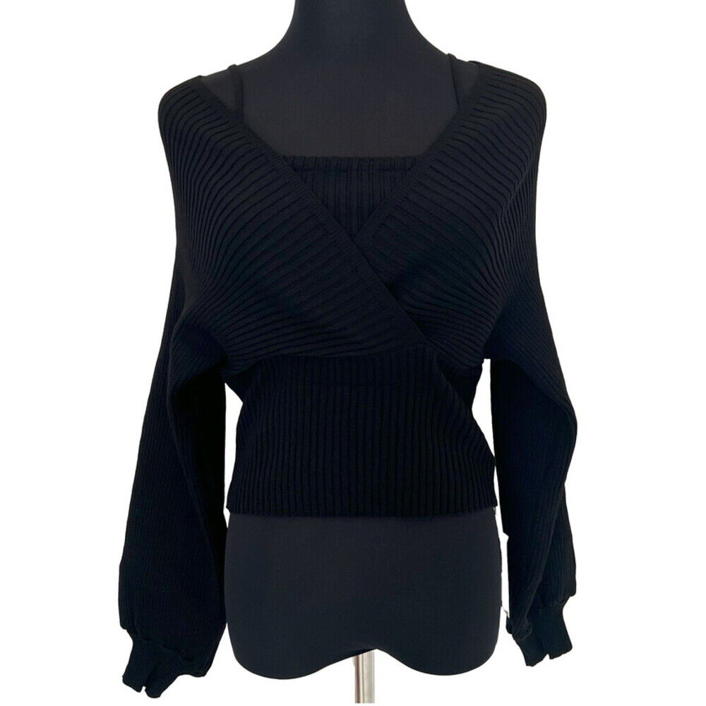 BACKYARD FAMILY「ニット レディース 長袖 通販 ショート丈 レディースニットセーター 長袖ニット」|ニット・セーター|ブラック1