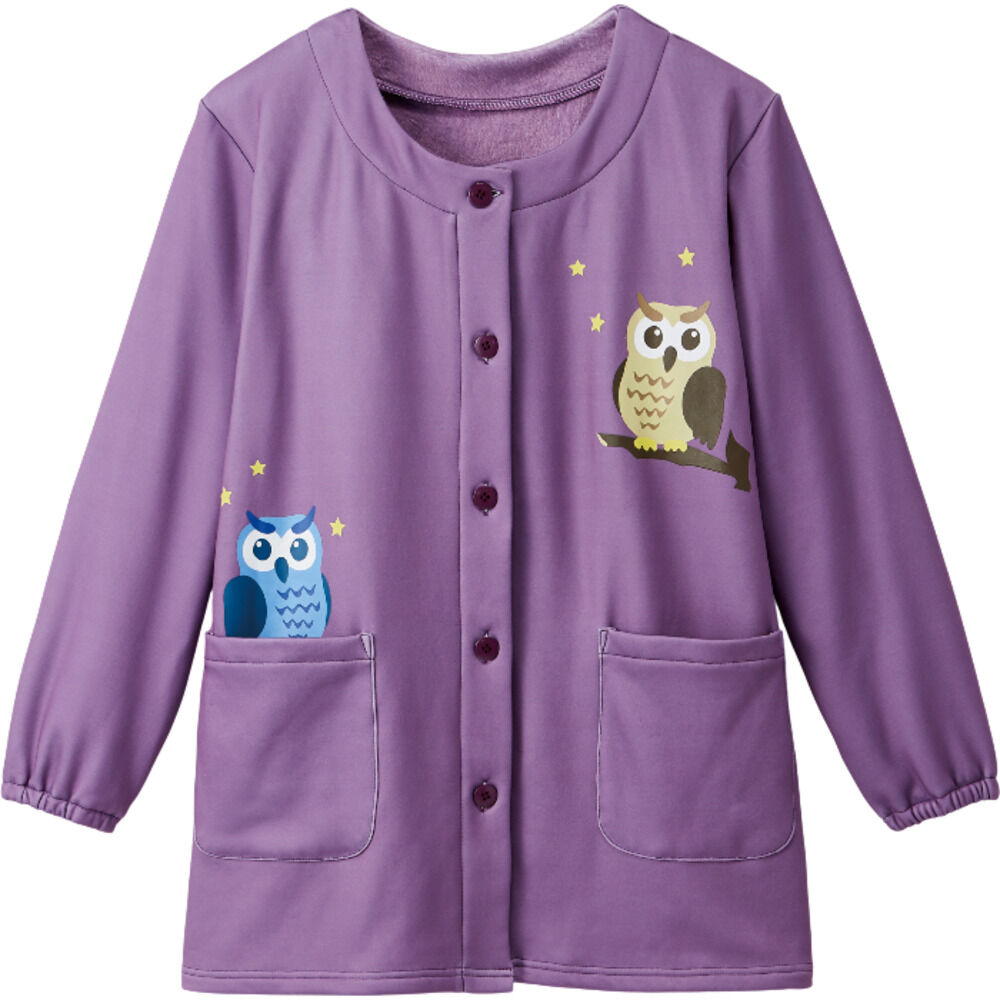 BACKYARD FAMILY「割烹着 暖かい 裏起毛 通販 かっぽう着 スモック 前開き 大人 エプロン レディース 長袖」|その他|パープル1