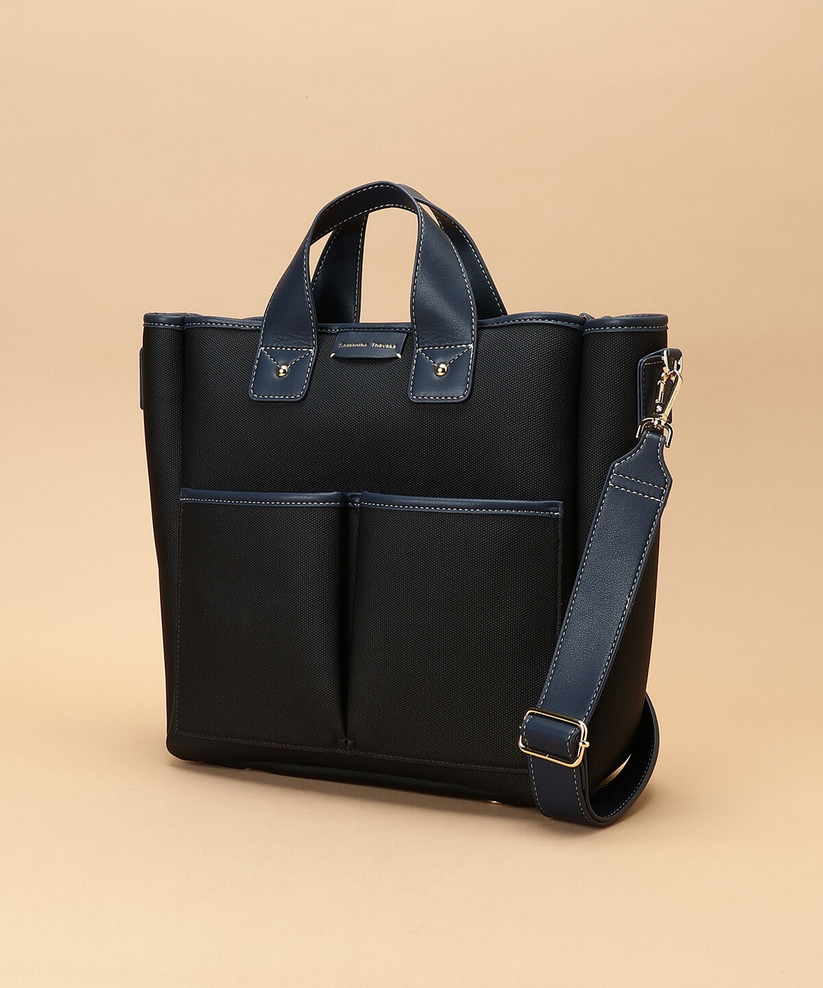 Samantha Thavasa「キャンバスデザイン 合皮スクエアトートバッグ 大サイズ」|トートバッグ|