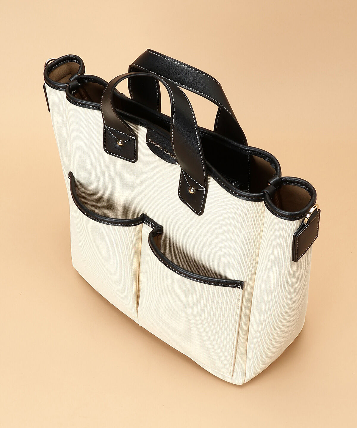 Samantha Thavasa「キャンバスデザイン 合皮スクエアトートバッグ 大サイズ」|トートバッグ|