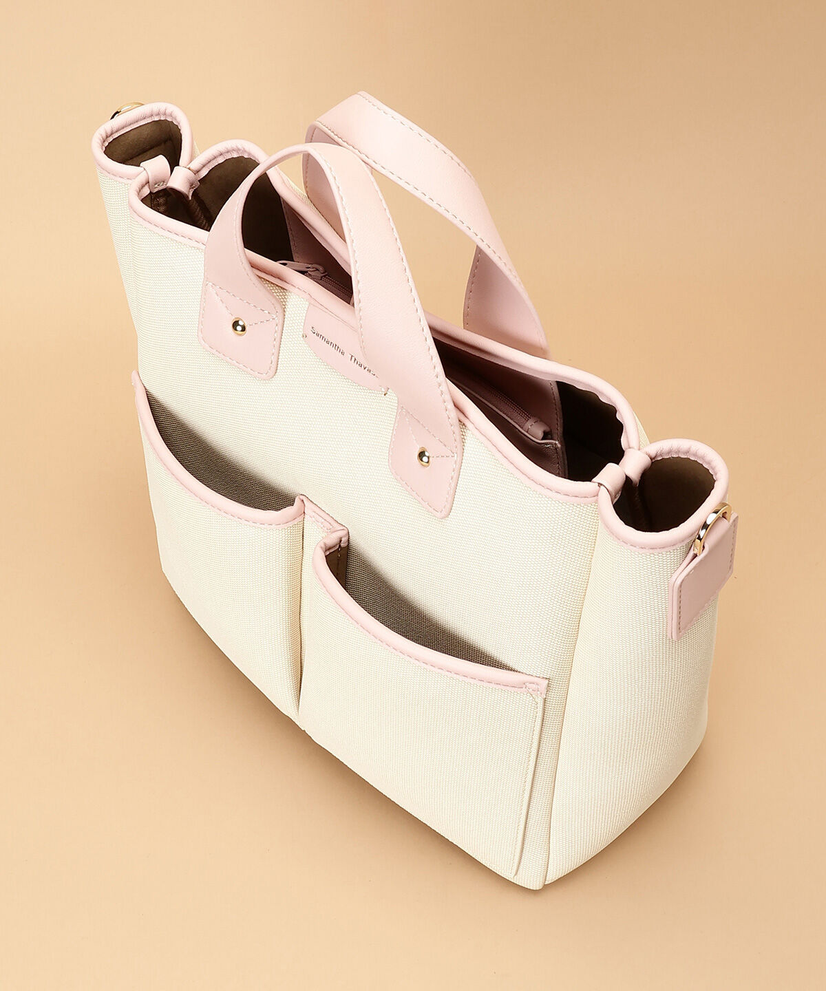 Samantha Thavasa「キャンバスデザイン 合皮スクエアトートバッグ 大サイズ」|トートバッグ|