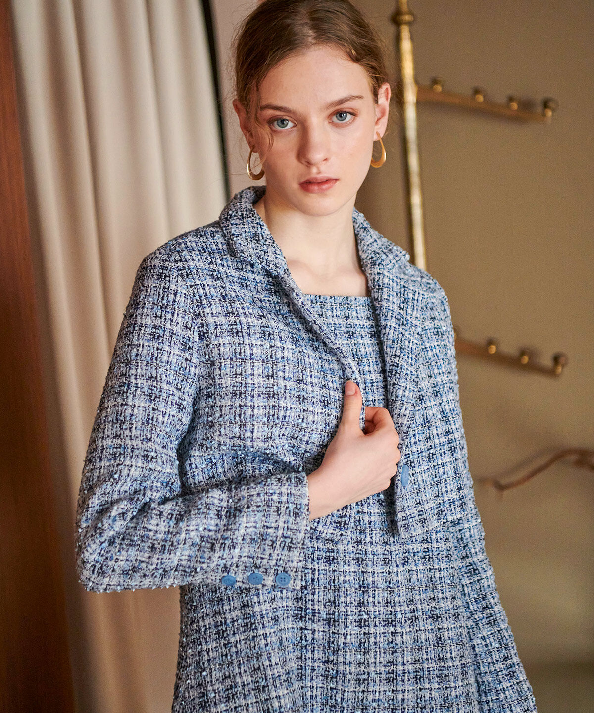 アンドクチュール「ファンシーツイードミニワンピース＋ジャケットセット」|ワンピース|