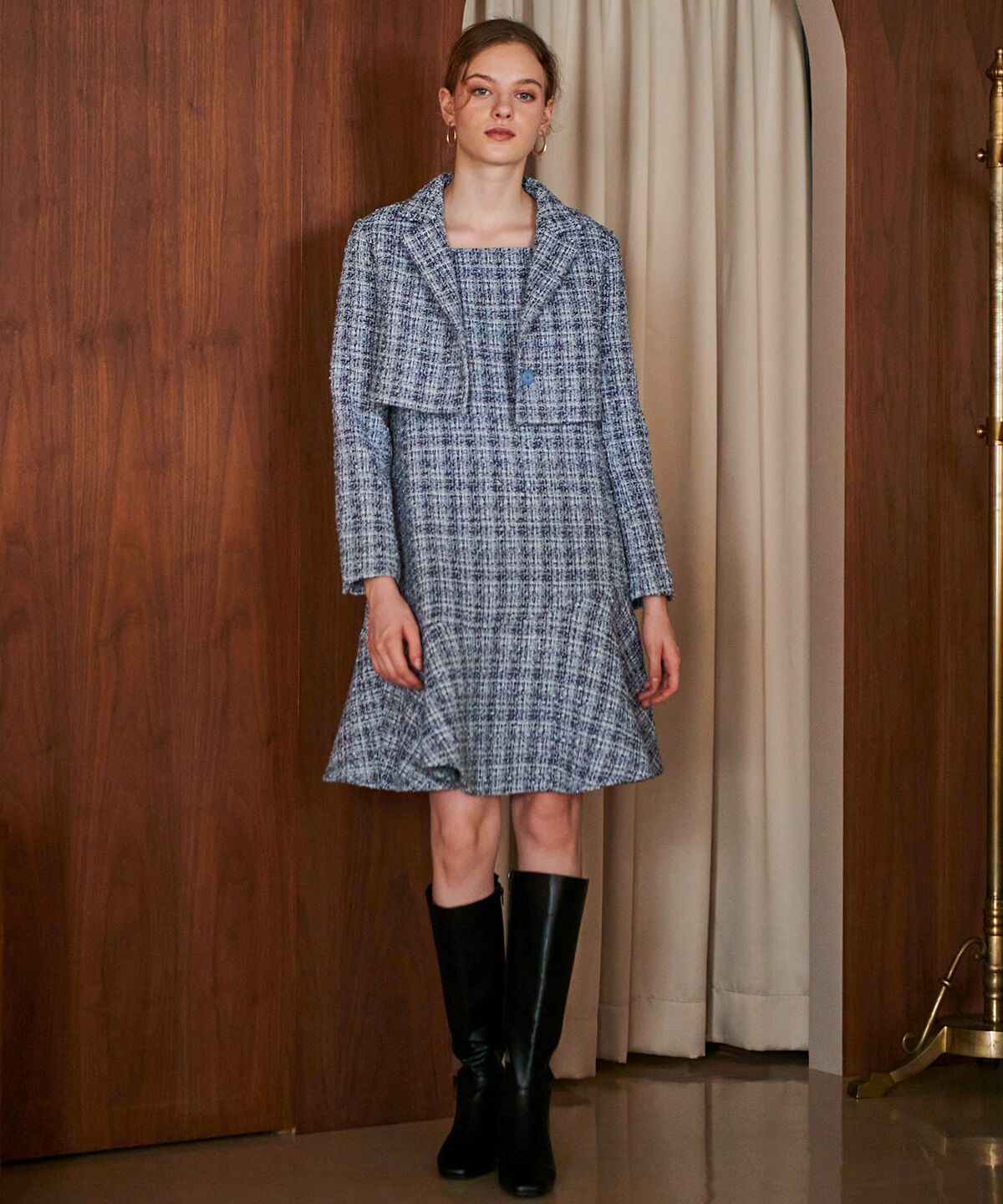 アンドクチュール「ファンシーツイードミニワンピース＋ジャケットセット」|ワンピース|