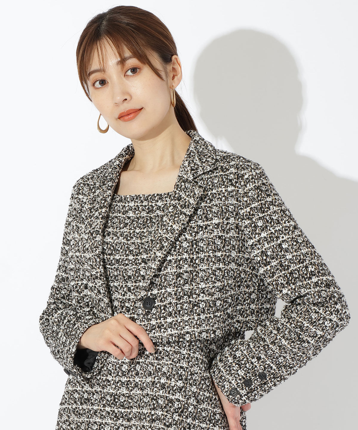 アンドクチュール「ファンシーツイードミニワンピース＋ジャケットセット」|ワンピース|