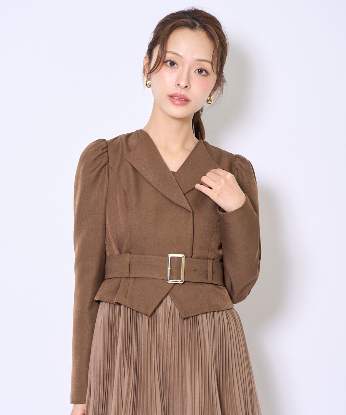 アンドクチュール「プリーツレイヤードワンピース」|ワンピース|