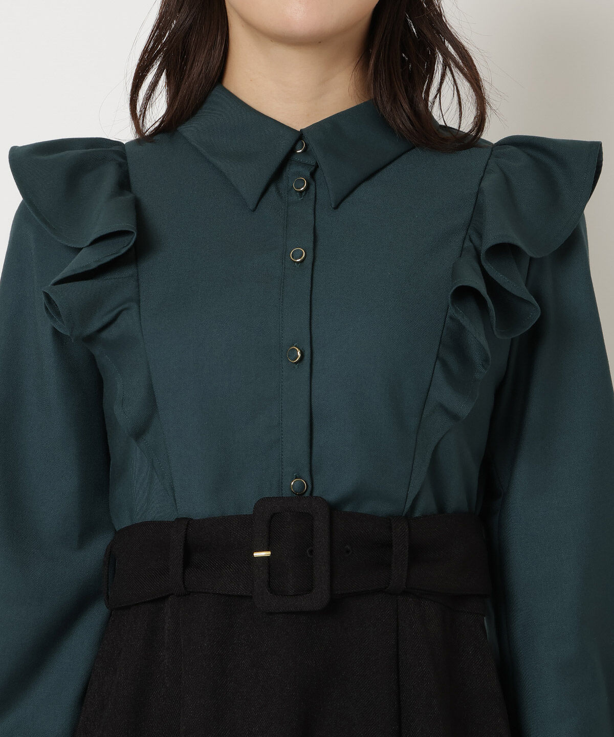 REDYAZEL「フリルシャツドッキングワンピース」|ワンピース|