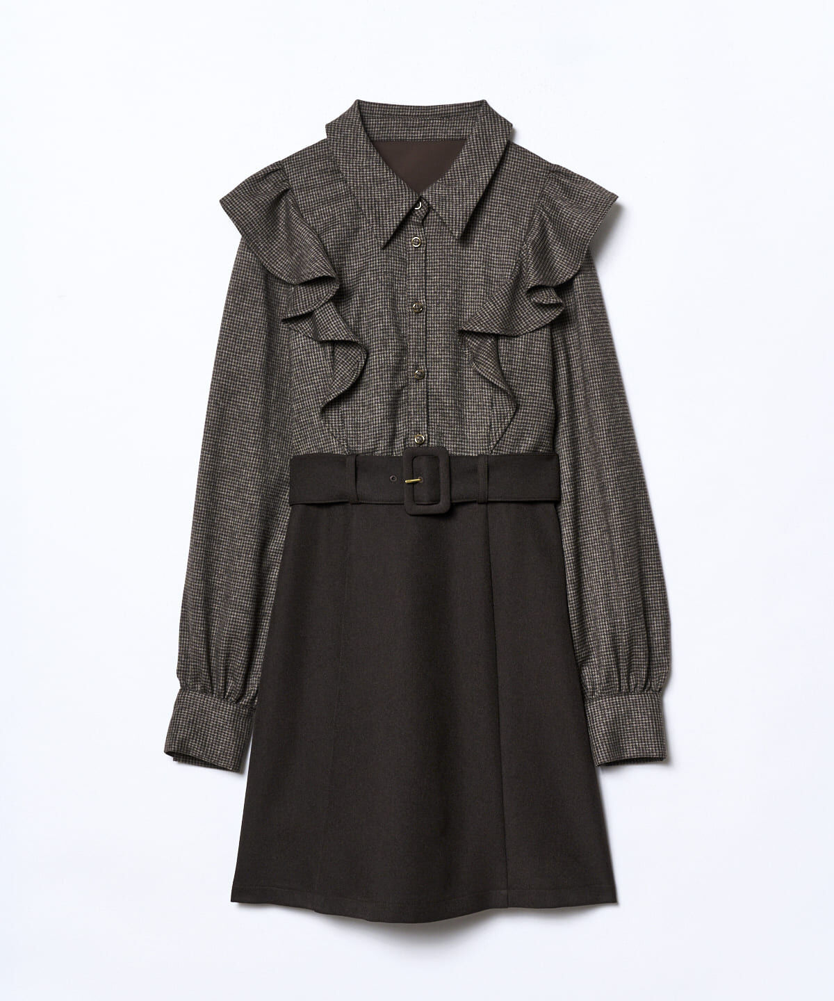 REDYAZEL「フリルシャツドッキングワンピース」|ワンピース|