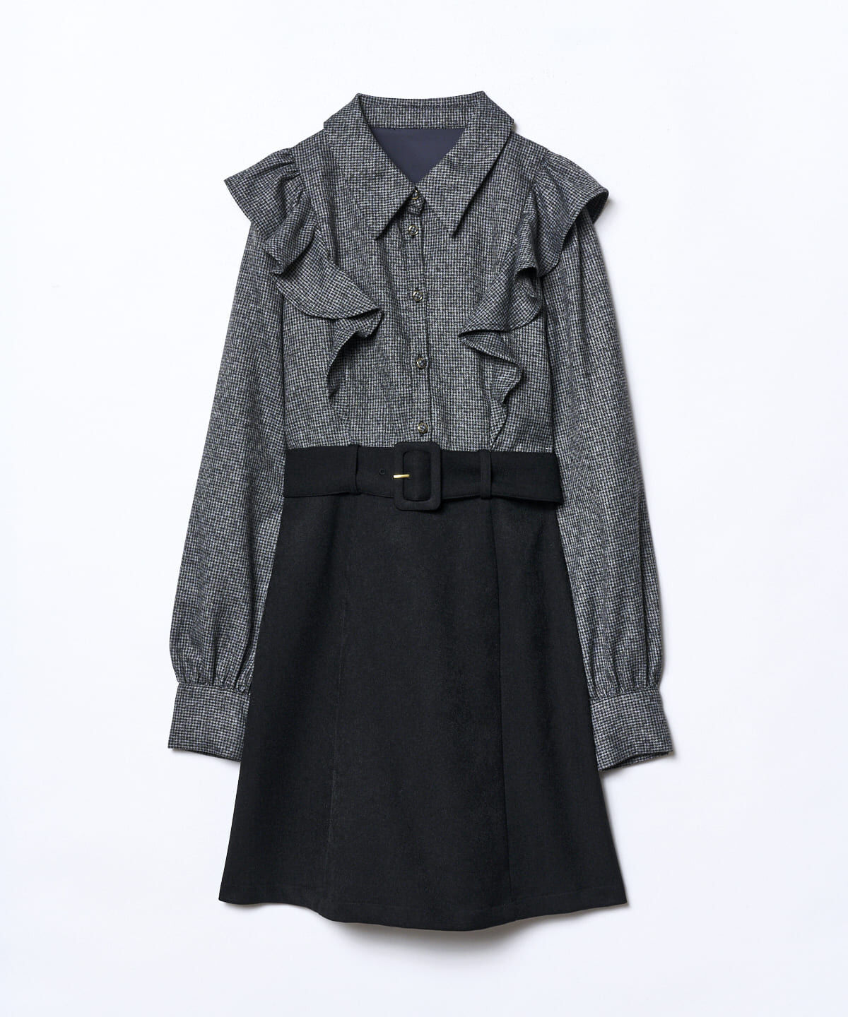 REDYAZEL「フリルシャツドッキングワンピース」|ワンピース|