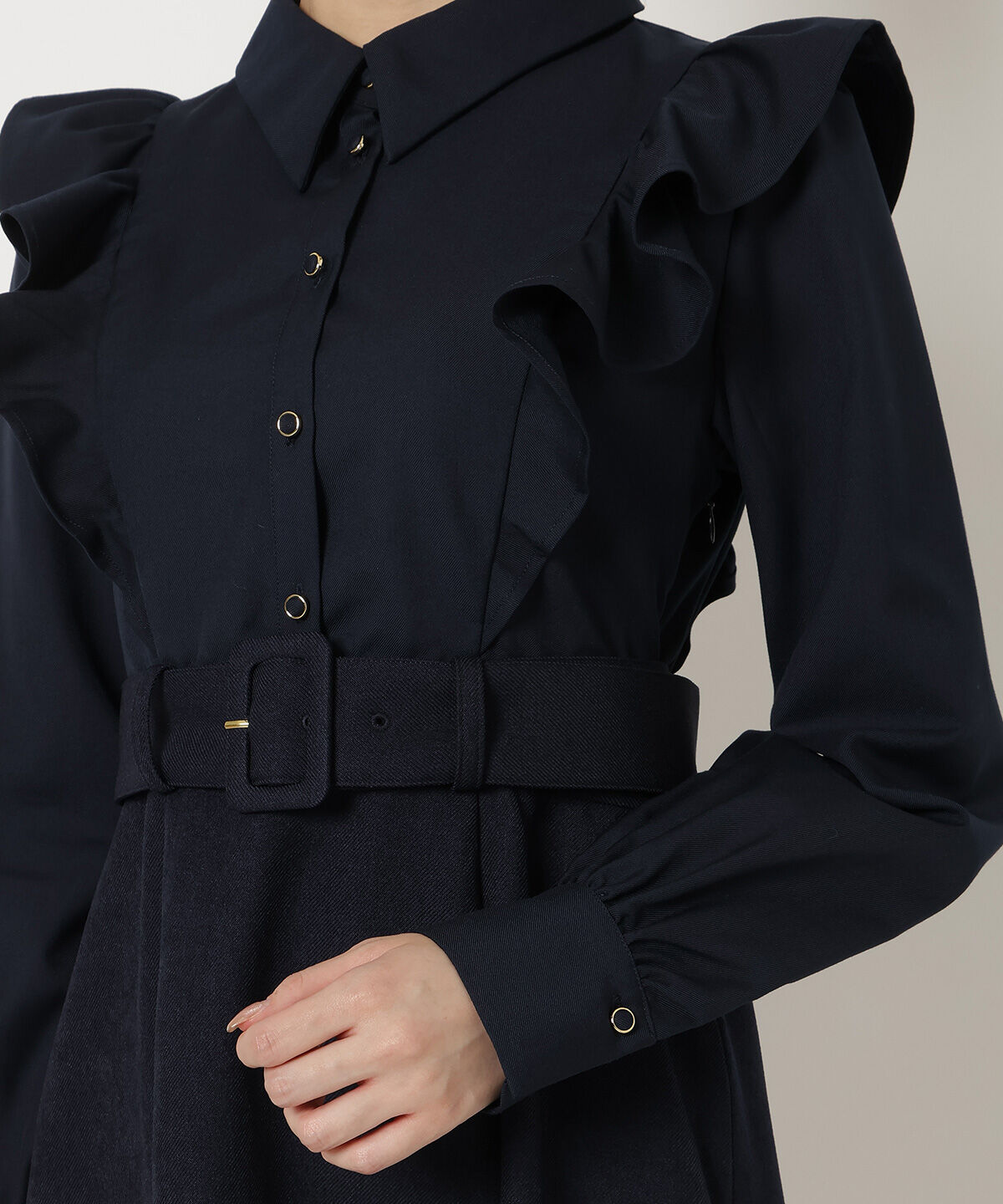 REDYAZEL「フリルシャツドッキングワンピース」|ワンピース|