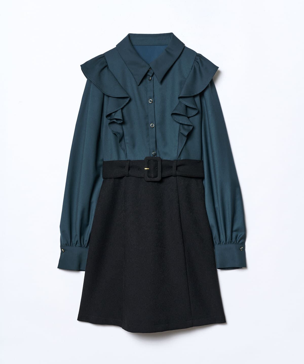 REDYAZEL「フリルシャツドッキングワンピース」|ワンピース|