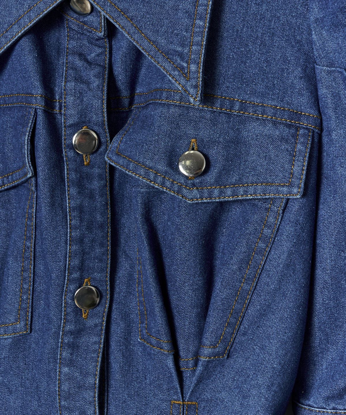 REDYAZEL「デニムポケットパワショルロングワンピース」|ワンピース|