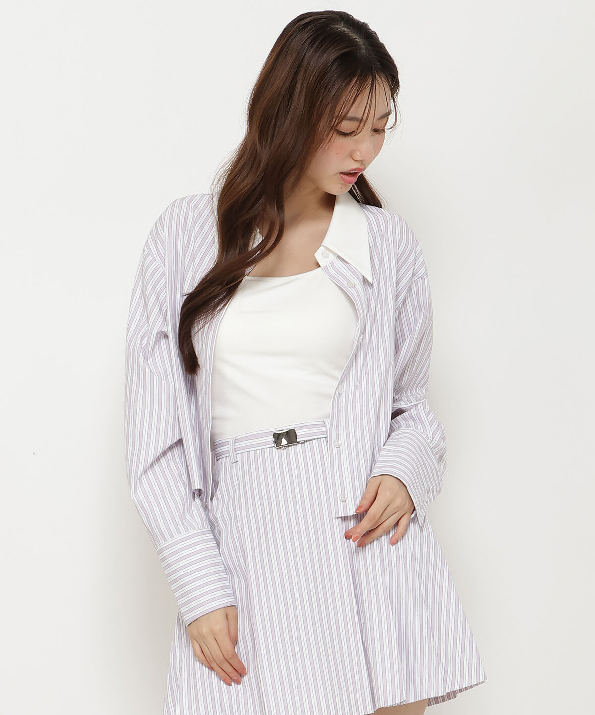 REDYAZEL「クレリックストライプシャツ」|シャツ・ブラウス|ピンク