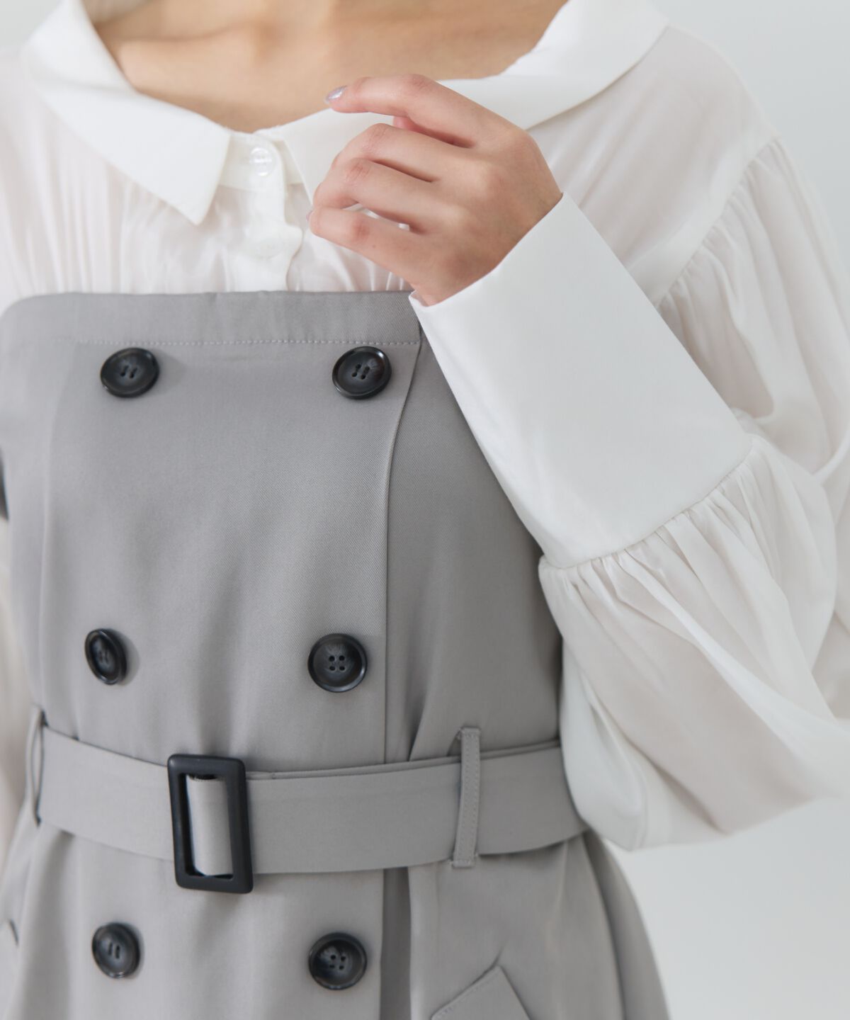 REDYAZEL「シャツレイヤードベアワンピース」|ワンピース|