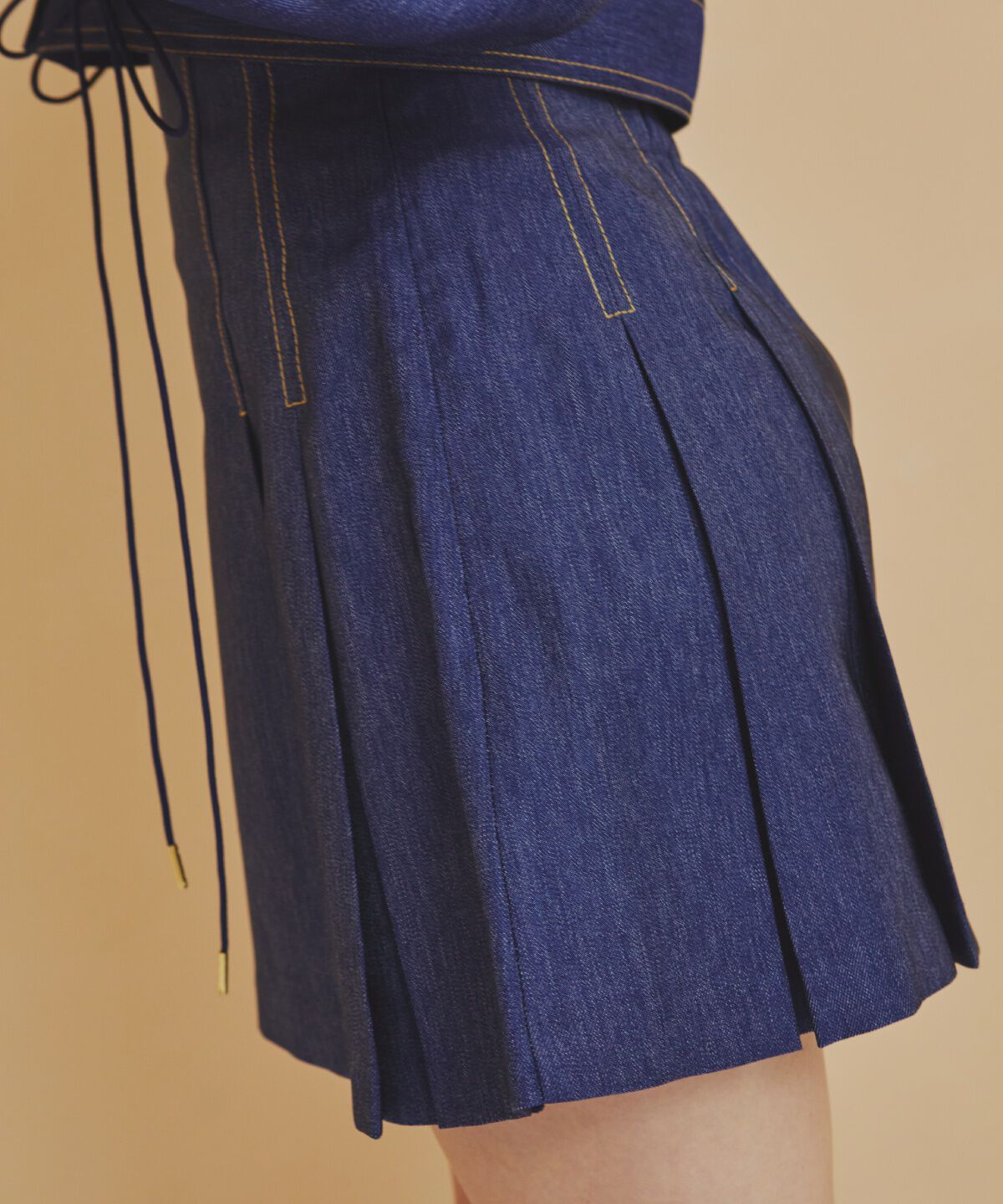 REDYAZEL「デニムライクタックプリーツミニスカート」|フレア|