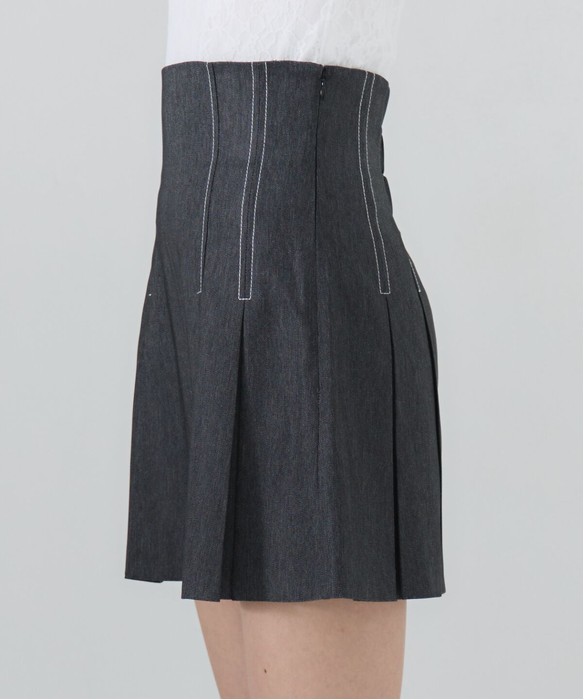 REDYAZEL「デニムライクタックプリーツミニスカート」|フレア|