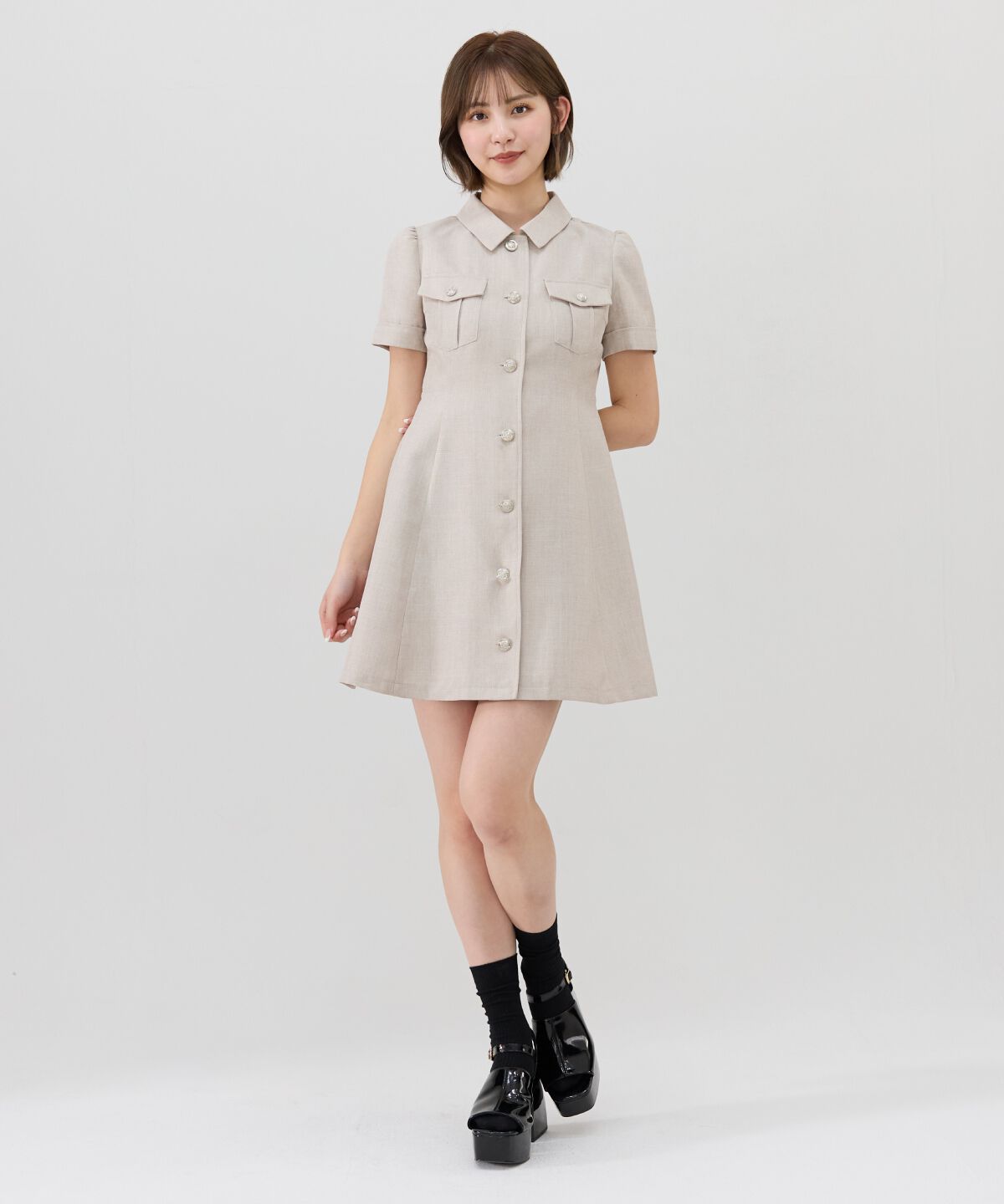 REDYAZEL「エンブレムボタンシャツワンピース」|ワンピース|