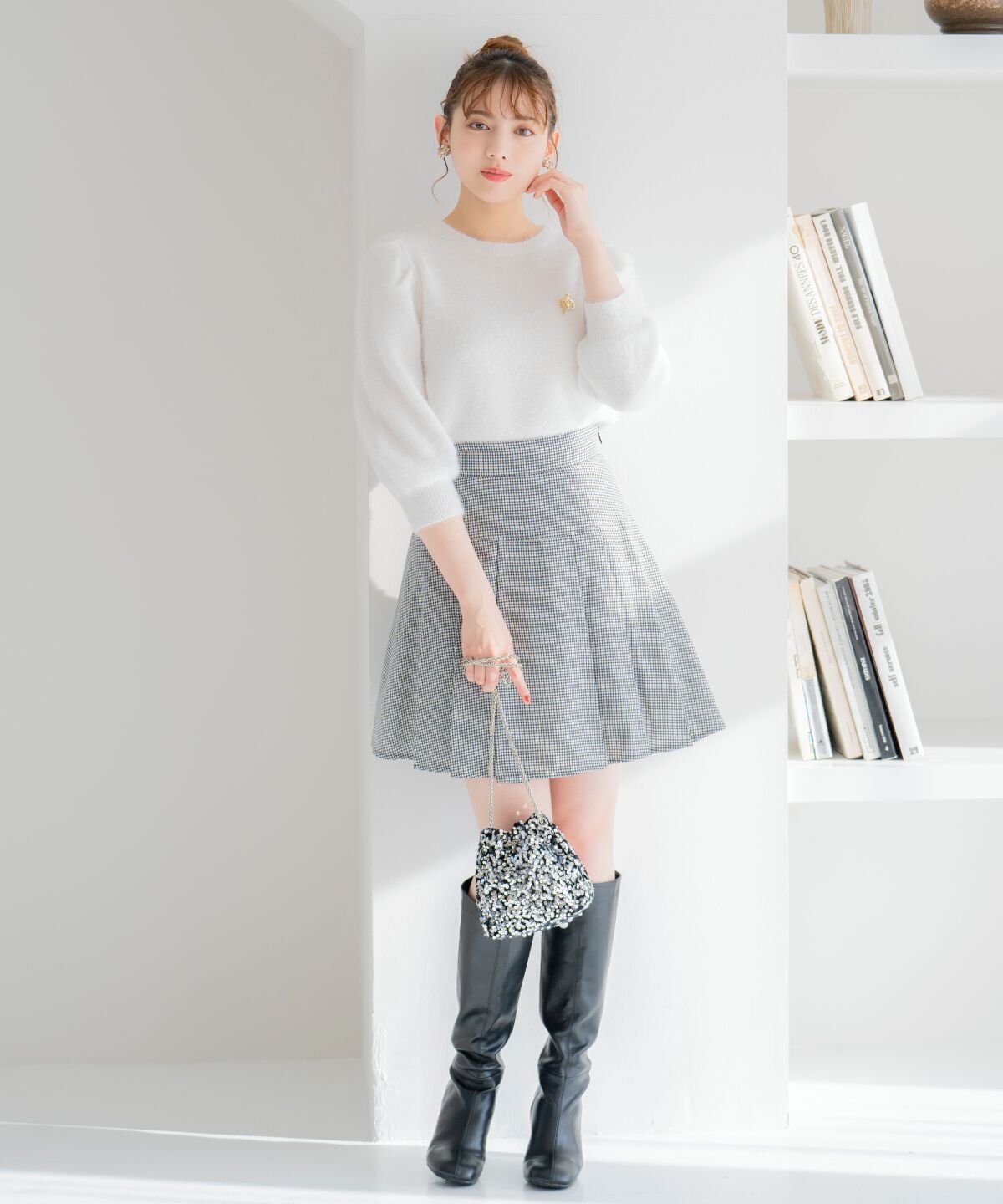 WILLSELECTION「キラキラパフ袖プルオーバー」|ニット・セーター|