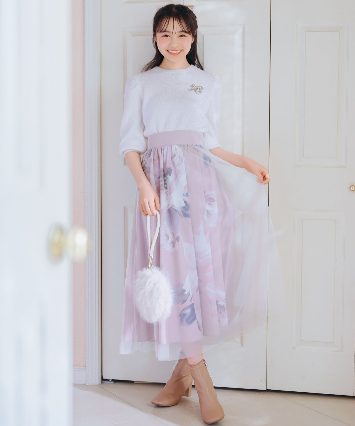 WILLSELECTION「キラキラパフ袖プルオーバー」|ニット・セーター|