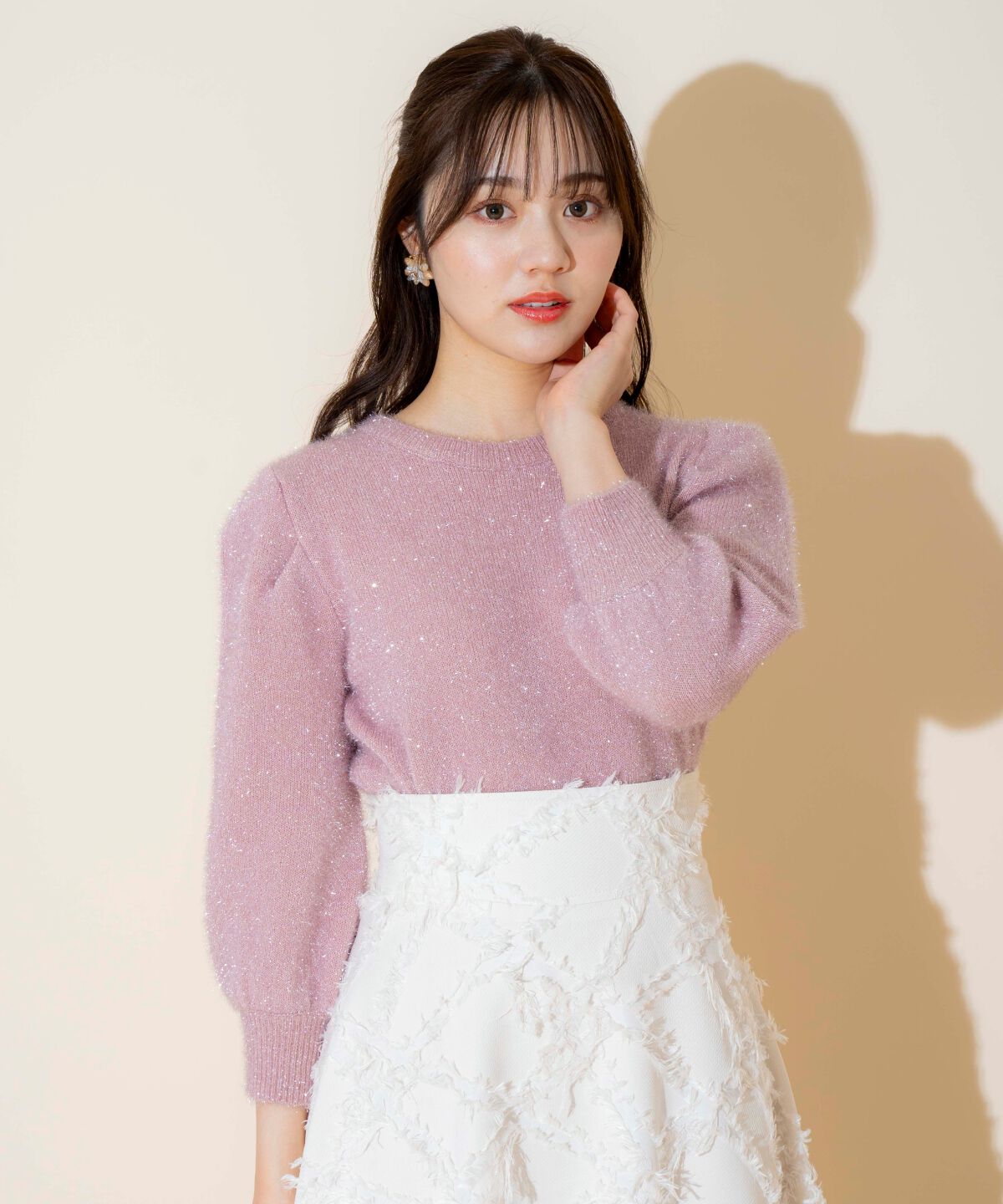 WILLSELECTION「キラキラパフ袖プルオーバー」|ニット・セーター|
