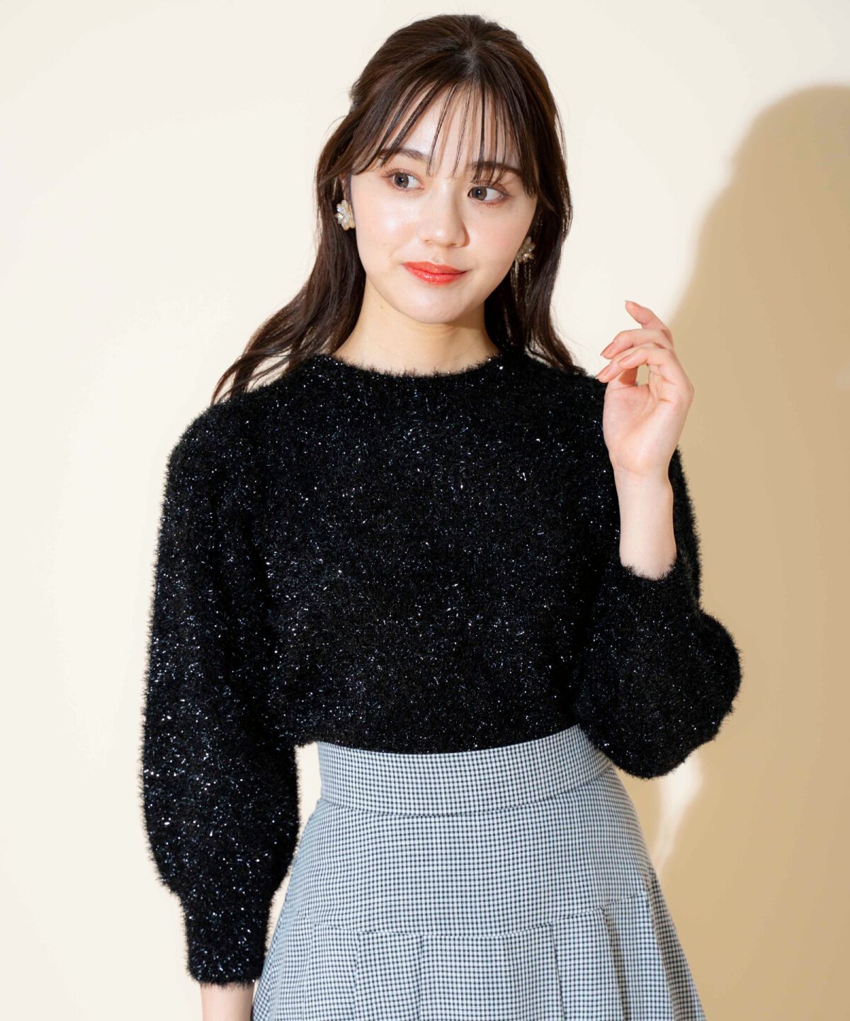 WILLSELECTION「キラキラパフ袖プルオーバー」|ニット・セーター|