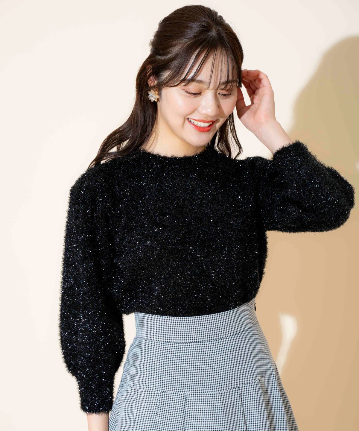 WILLSELECTION「キラキラパフ袖プルオーバー」|ニット・セーター|