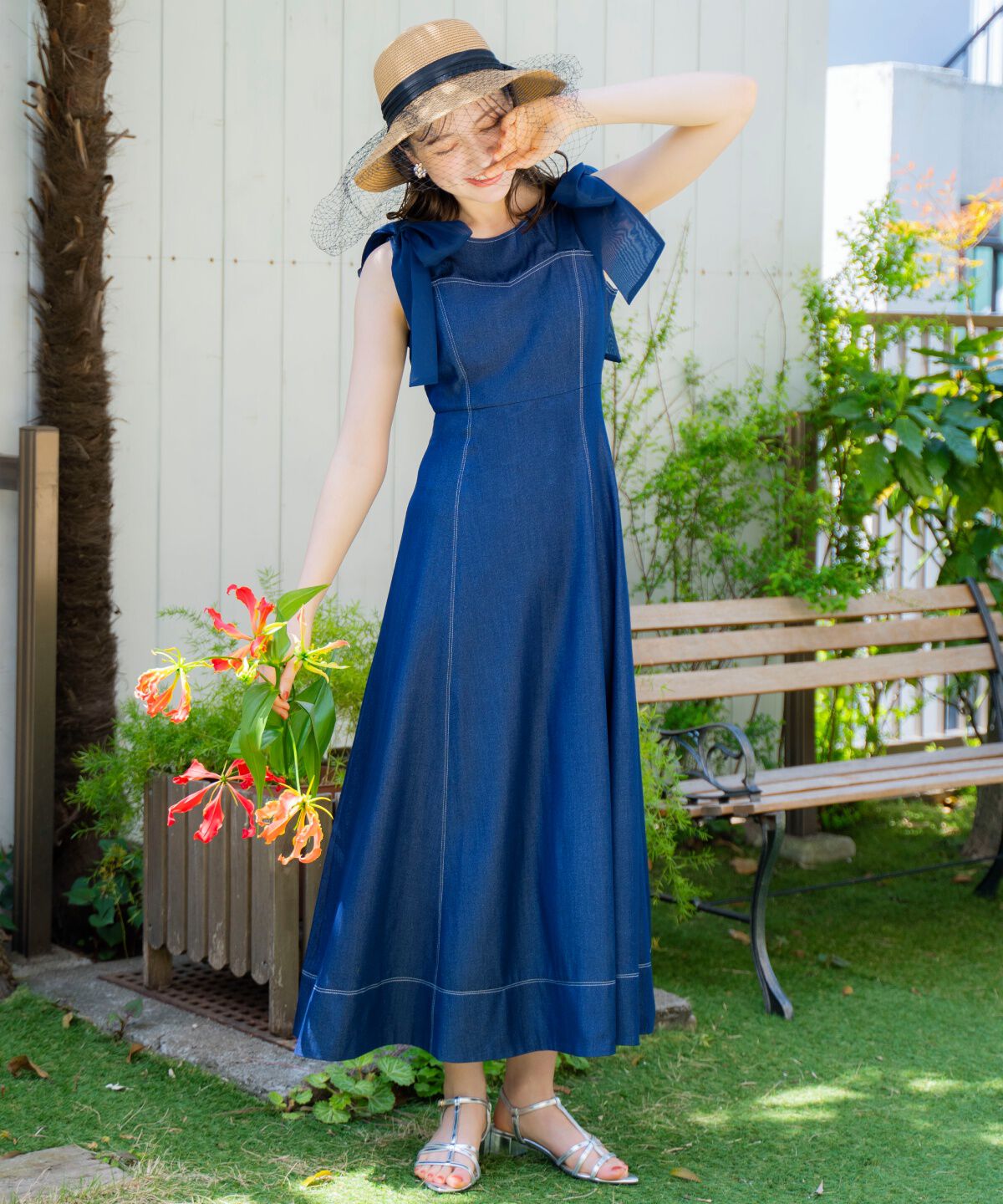 WILLSELECTION「ショルダーリボンノースリーブワンピース」|ワンピース|