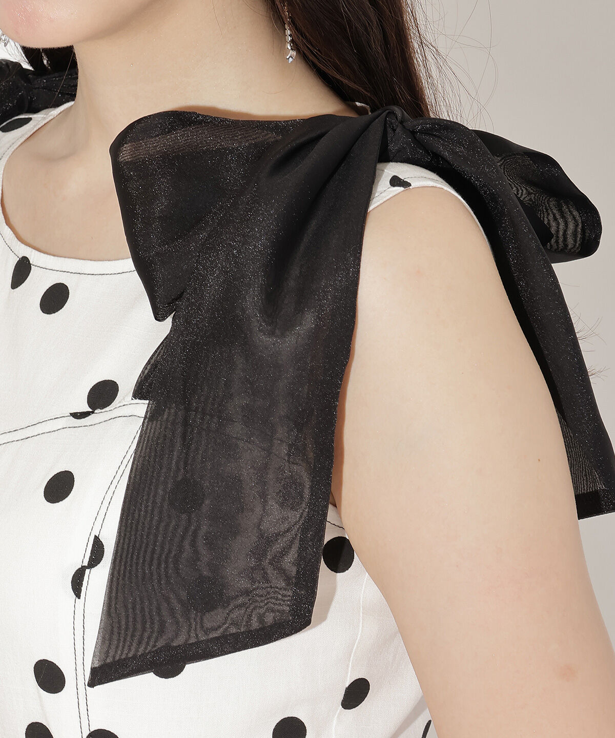 WILLSELECTION「ショルダーリボンノースリーブワンピース」|ワンピース|