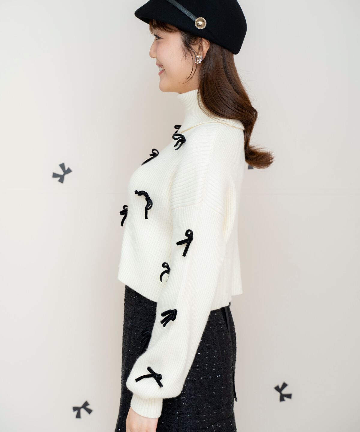 WILLSELECTION「リボンクロップドオフタートルニット」|ニット・セーター|