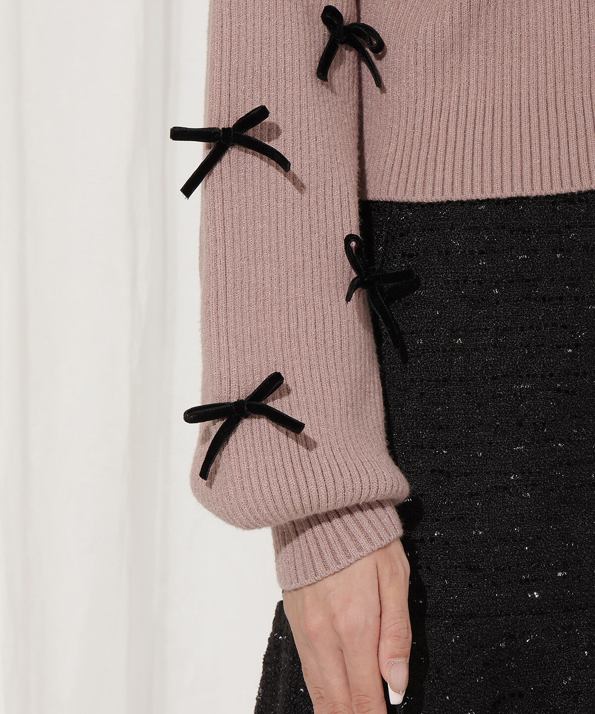 WILLSELECTION「リボンクロップドオフタートルニット」|ニット・セーター|