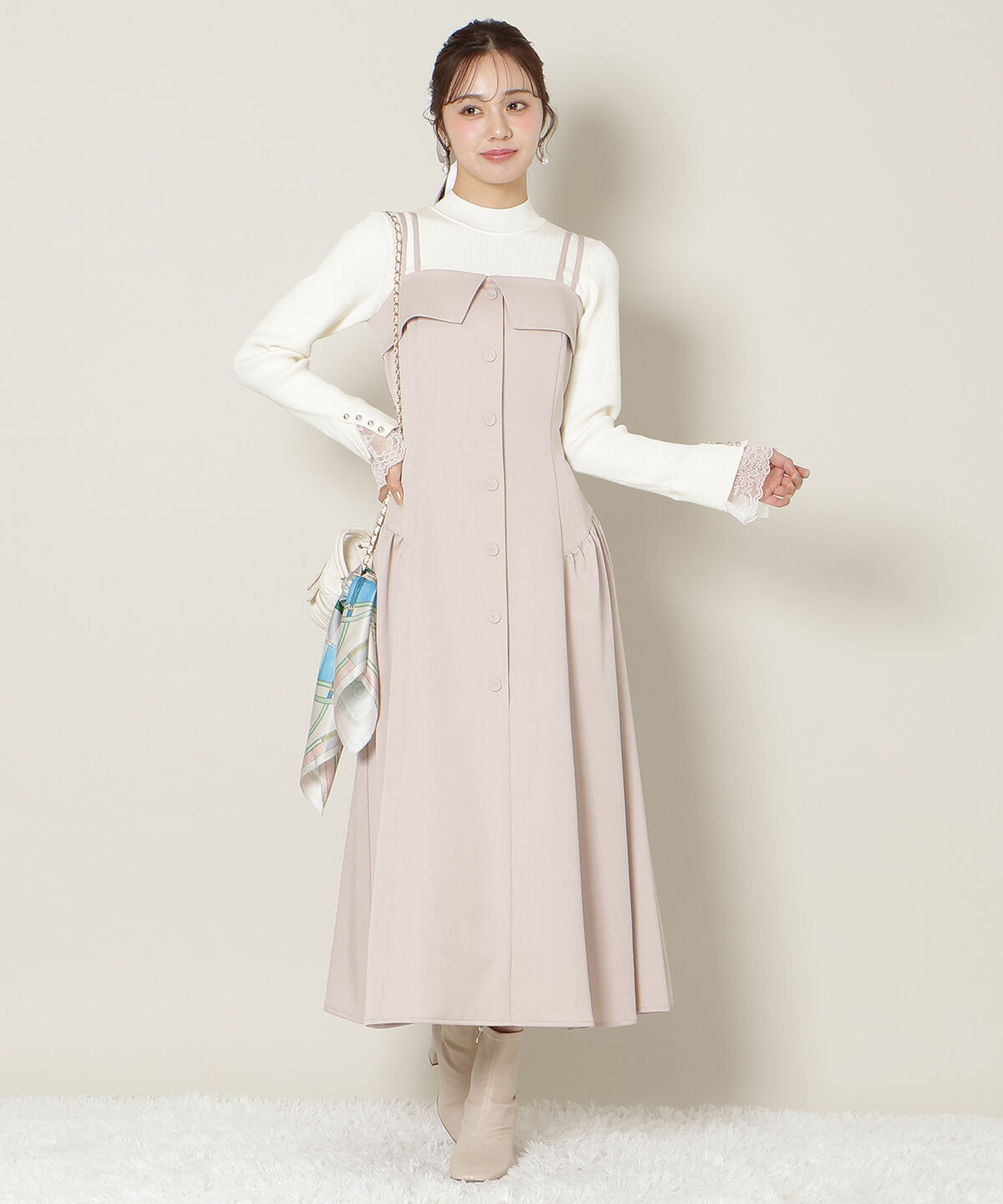 WILLSELECTION「ギャザー切替ストラップキャミワンピース」|ワンピース|ピンク