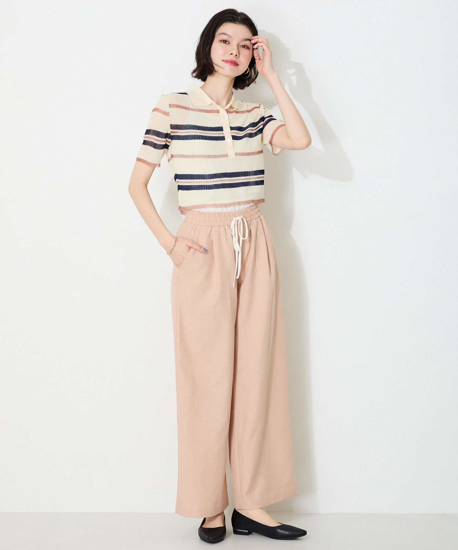 ORiental TRaffic「【WEB限定】アシンメトリーデザイン フラット パンプス /55102 通勤靴 すっきりシルエット」|パンプス|