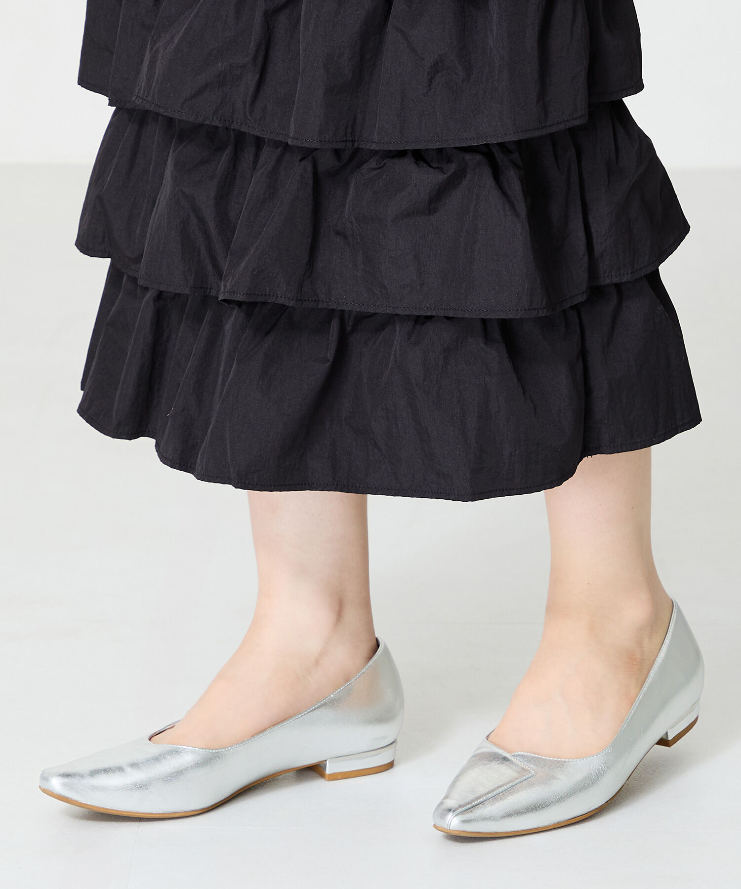 ORiental TRaffic「【WEB限定】アシンメトリーデザイン フラット パンプス /55102 通勤靴 すっきりシルエット」|パンプス|