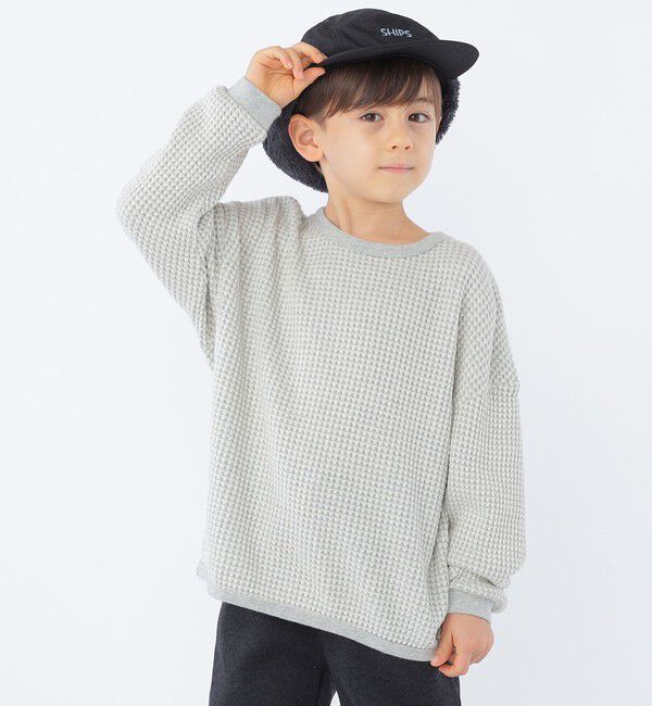SHIPS KIDS「SHIPS KIDS:100～130cm / ポコポコ ワッフル 長袖 カットソー」|Tシャツ・カットソー|オフホワイト